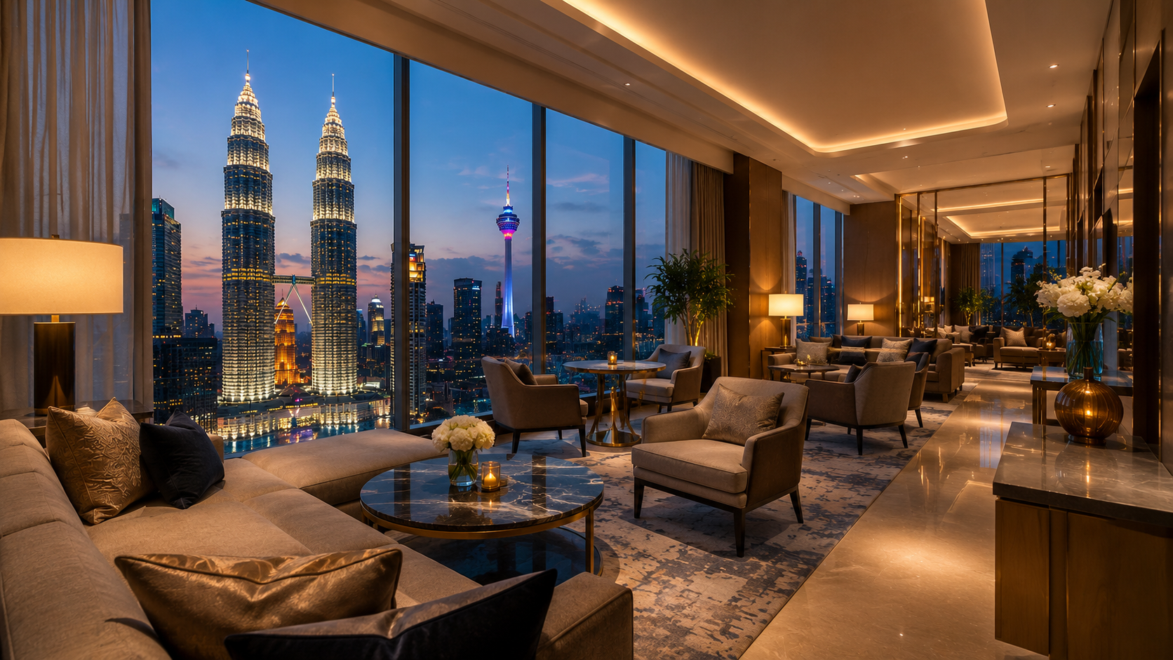 Elegante loungeruimte in Star Suites KLCC, hotel van de Malaysia Tour