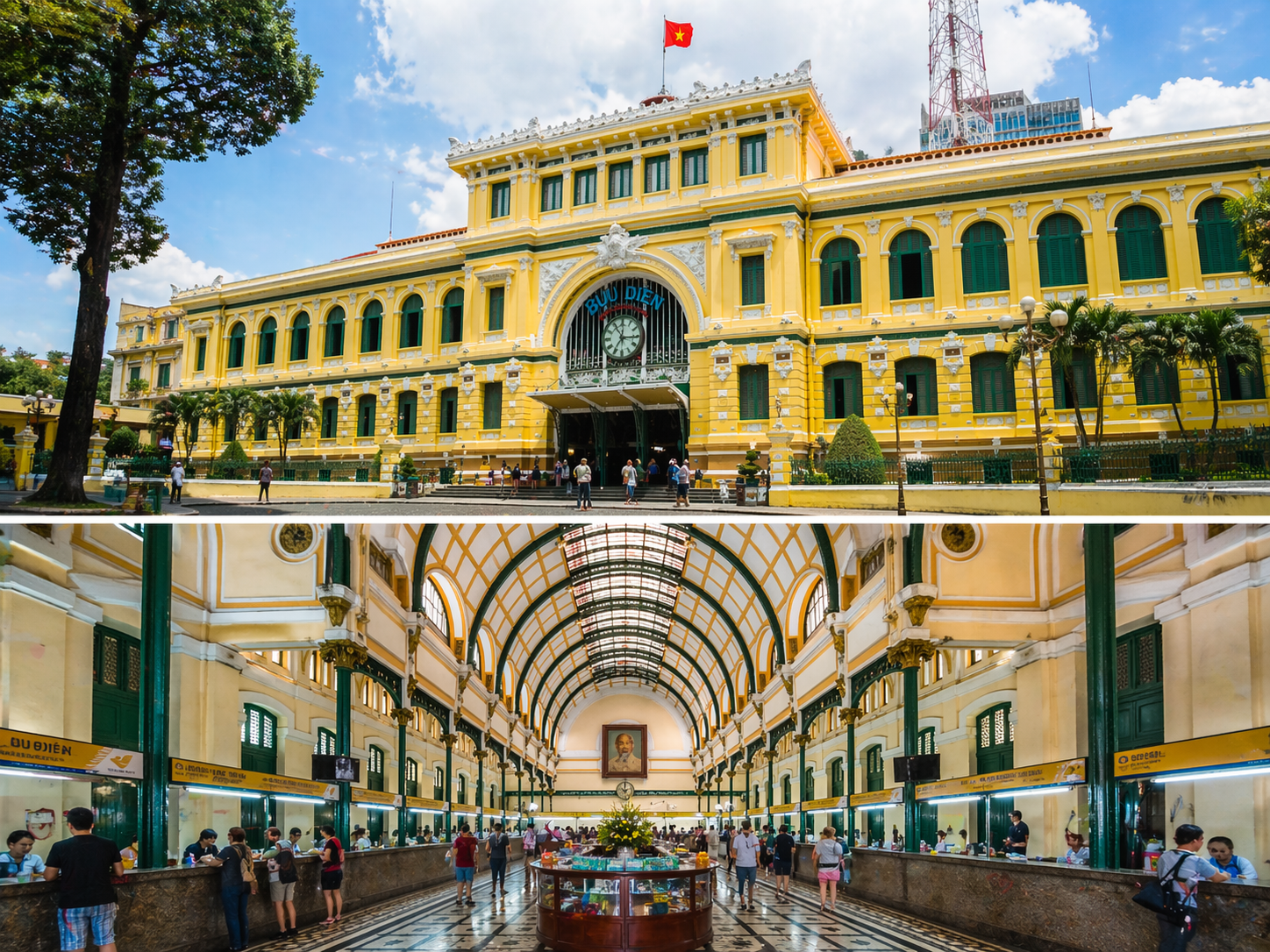 Interieur en exterieur van Saigon Central Post Office